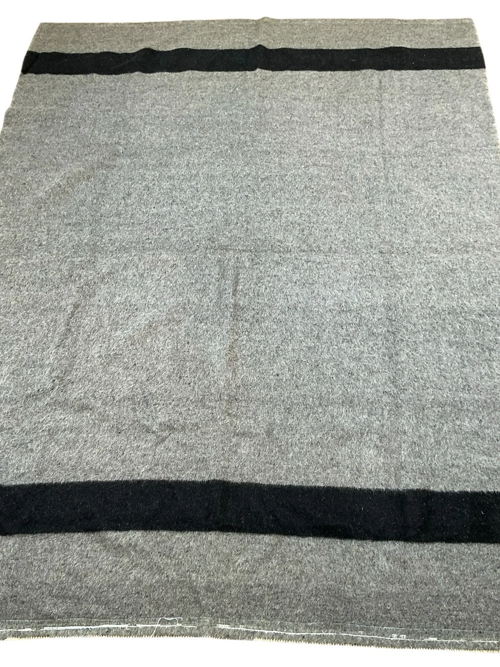 Vintage hudson’s Bay style four point gray/black reversible wool blanket 62 x 83